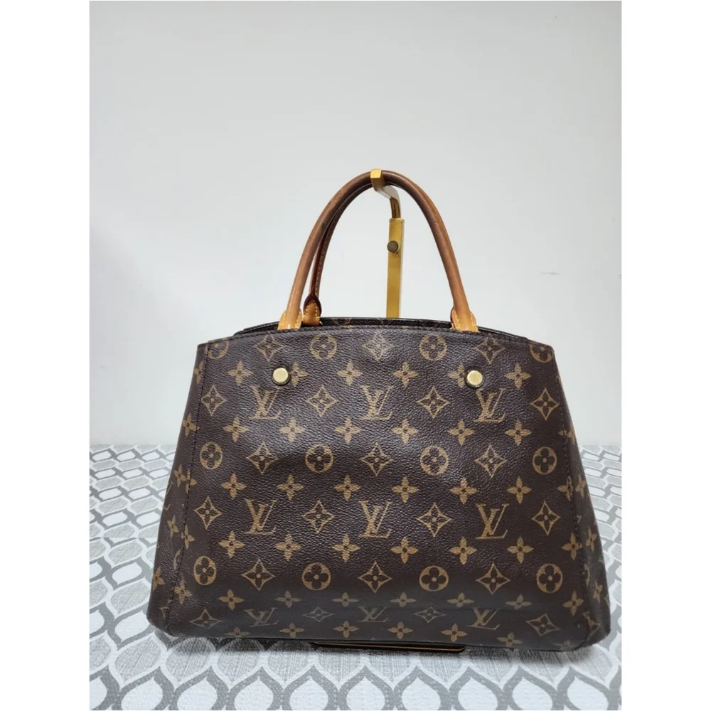 LOUIS VUITTON Monogram Canvas Montaigne MM Bag Brown